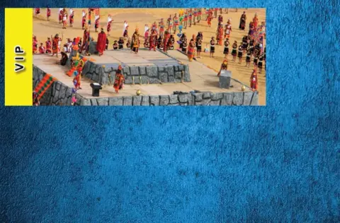 Eintrittskarte für Inti Raymi 2027. Gelber Bereich.